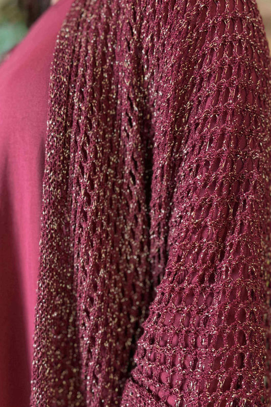 Fisherman Shimmer Cardigan Burgundy